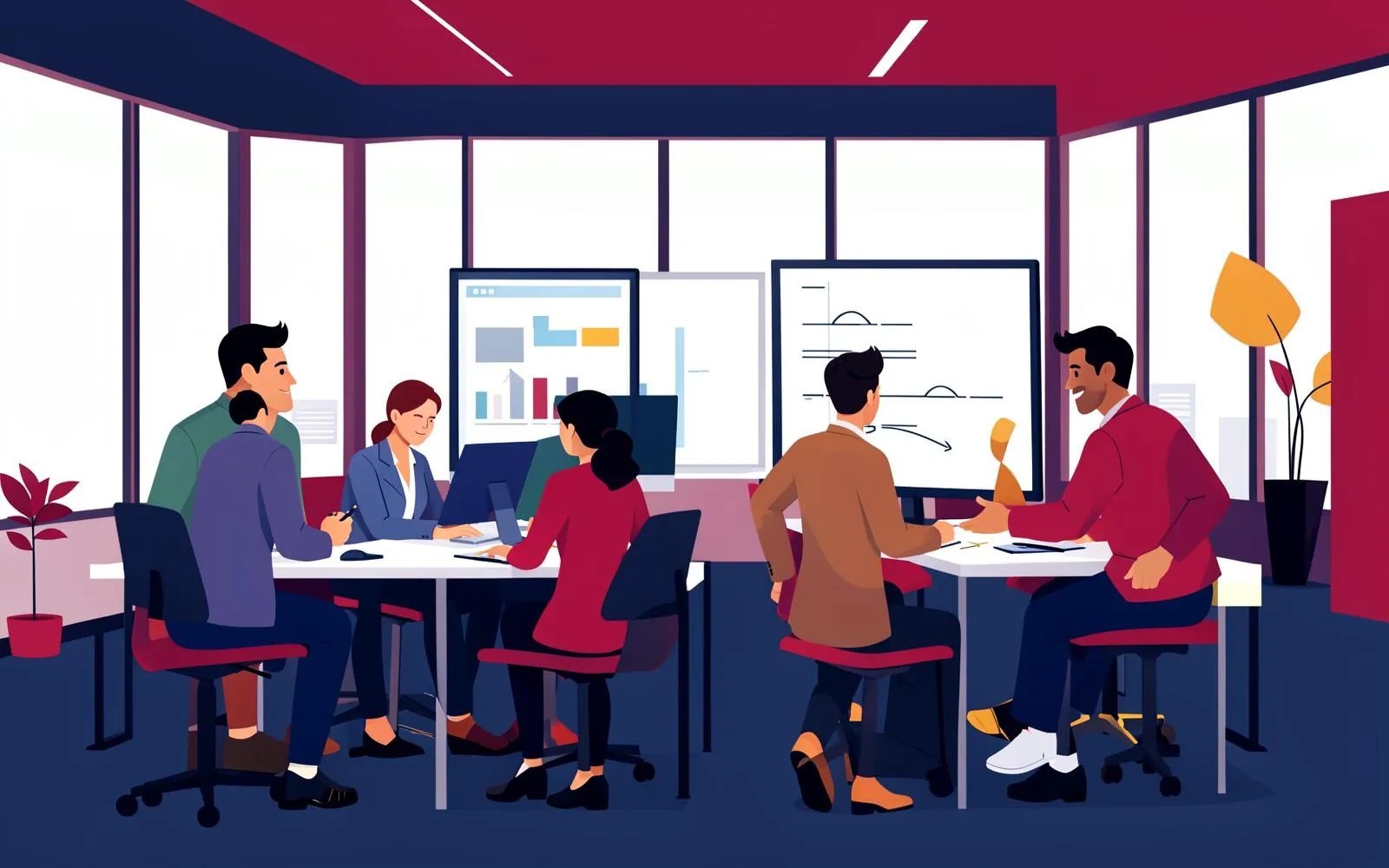 Illustration of an engineering team collaborating
